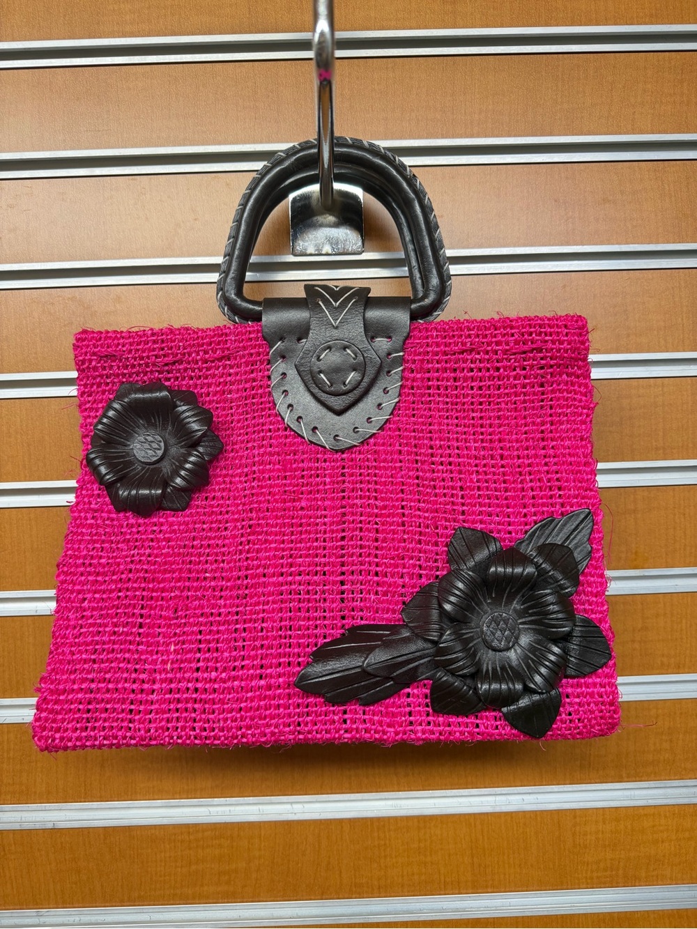 Pink Woven Leather-Accent Tote